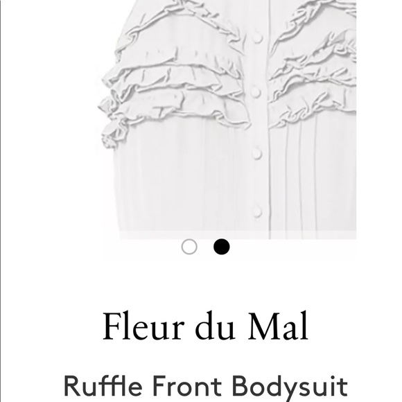 Fleur Du Mal • Ruffle BodySuit Blouse • 100% Silk • Off White • Size 8/10 - Picture 4 of 8